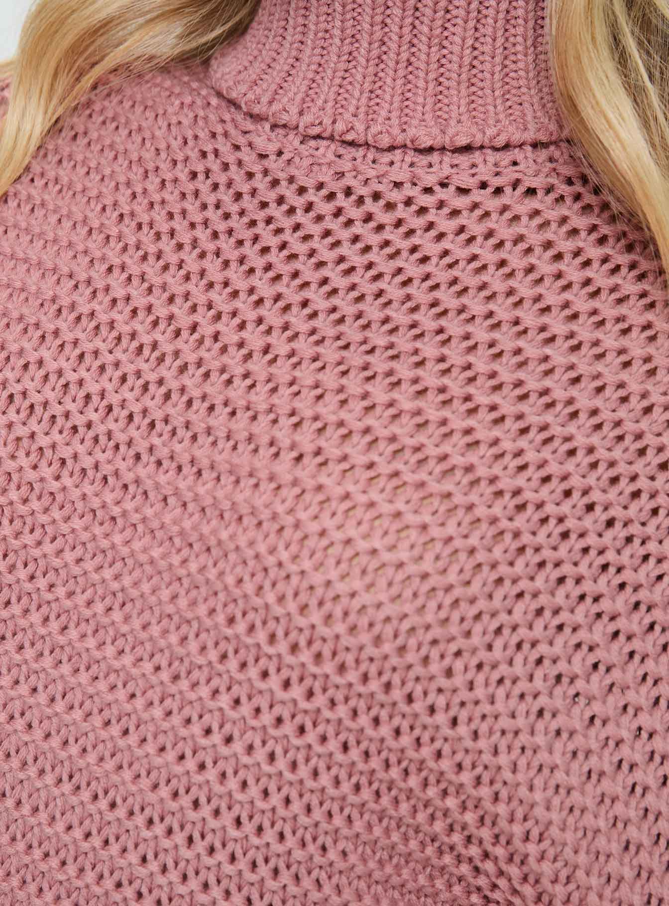 Grober Rollkragenpullover für Damen in Altrosa